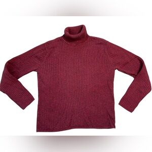 Vintage Talbots Marled Maroon and Black Turtleneck Long Sleeve Sweater